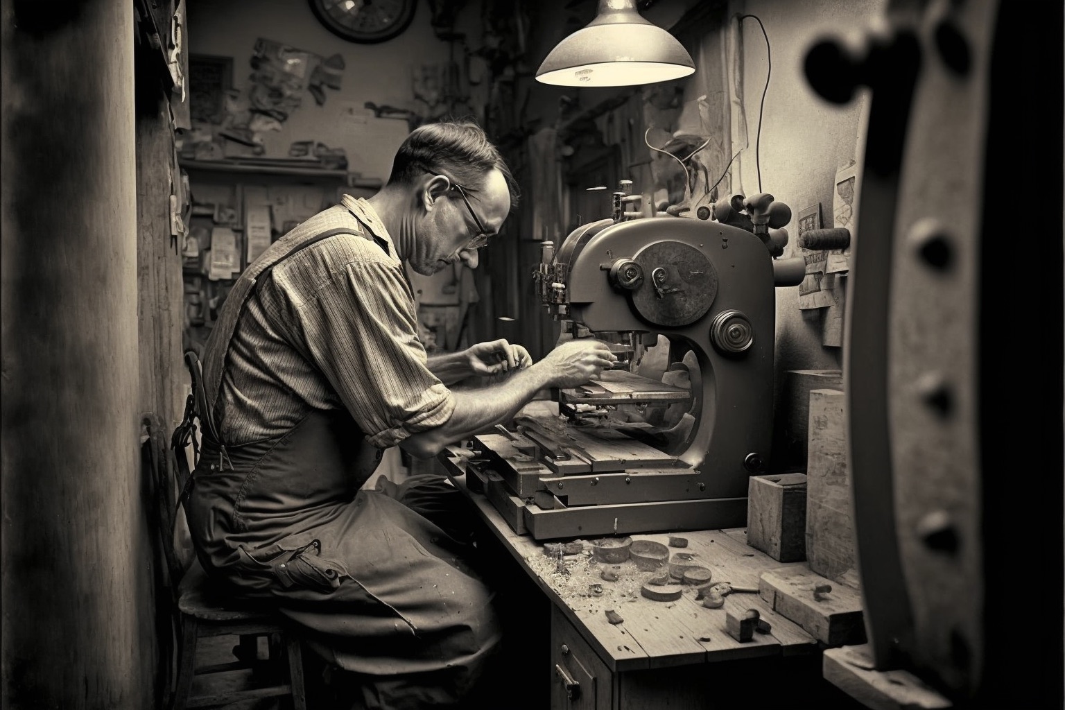 Craftsman working on a tool workshop