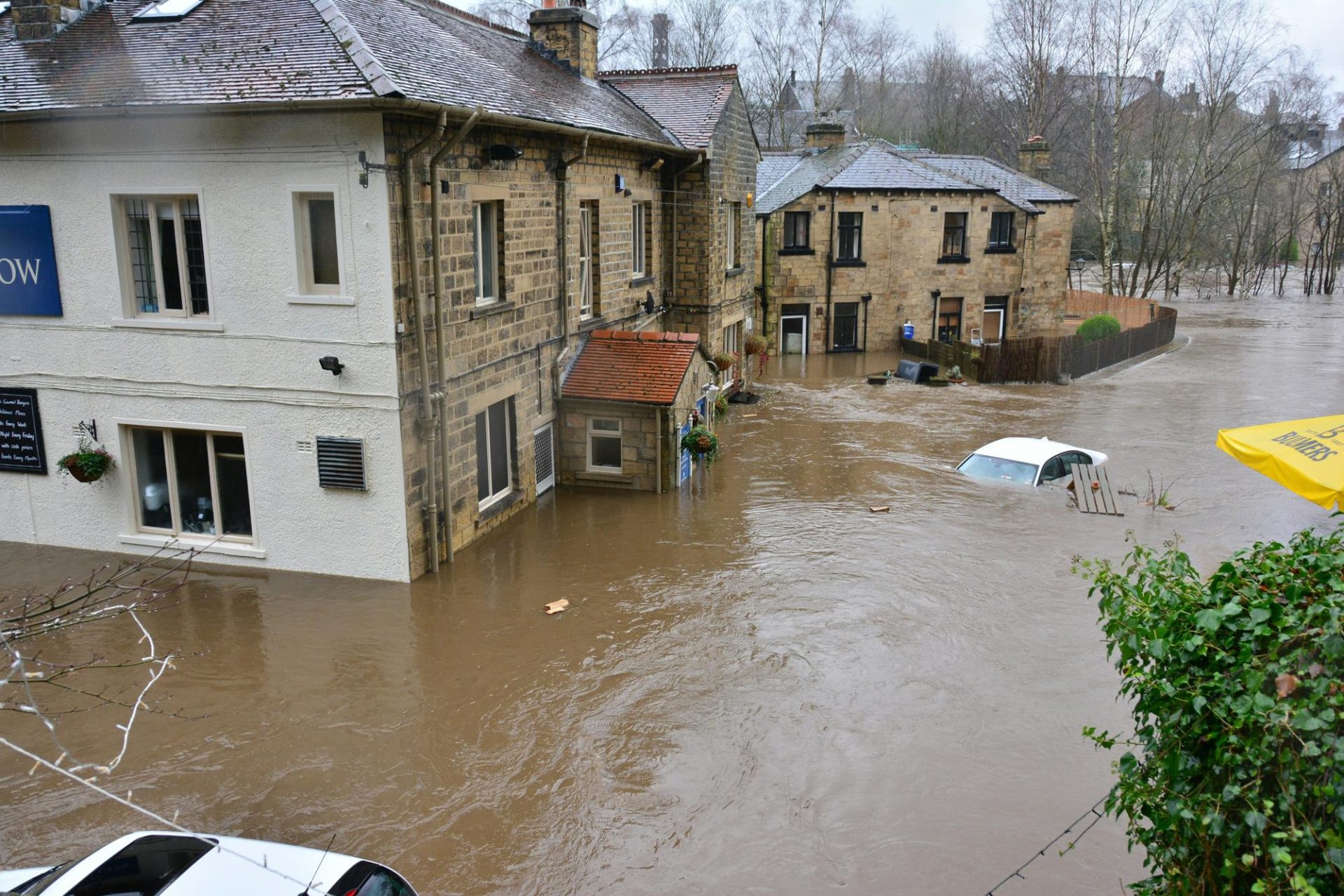 Flooded houses or neighborhood